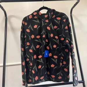 Women’s O’Neill fleece sweater, in black with red flowers